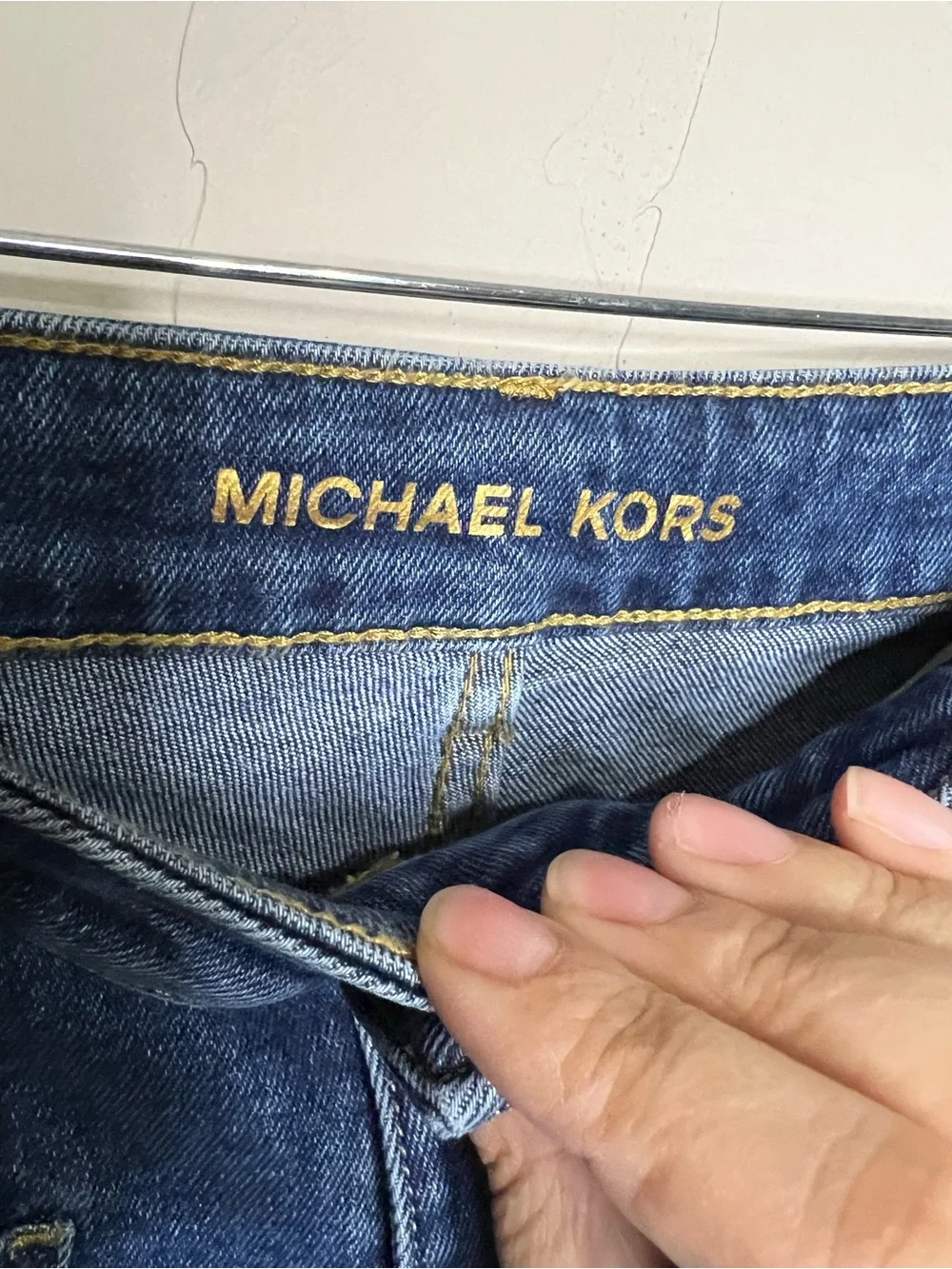 Michael Kors High Rise Front Patch Pocket Cropped Sailor Flare Jeans